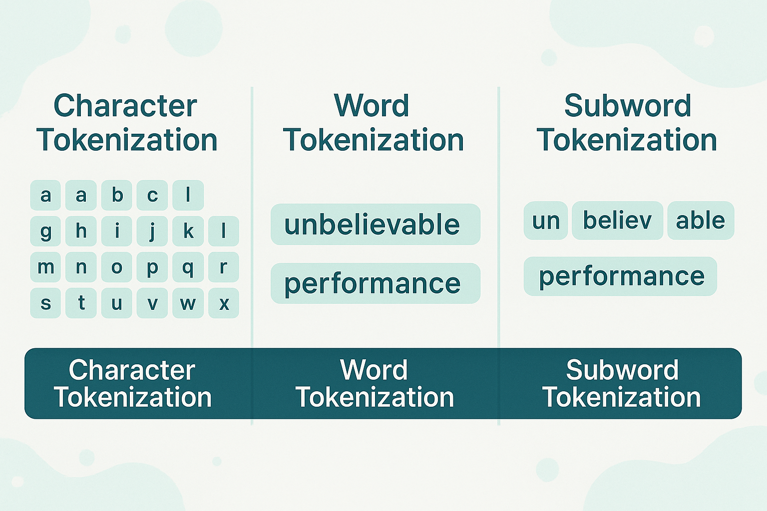 相同句子經三種斷詞方法切分後的 token 數量比較