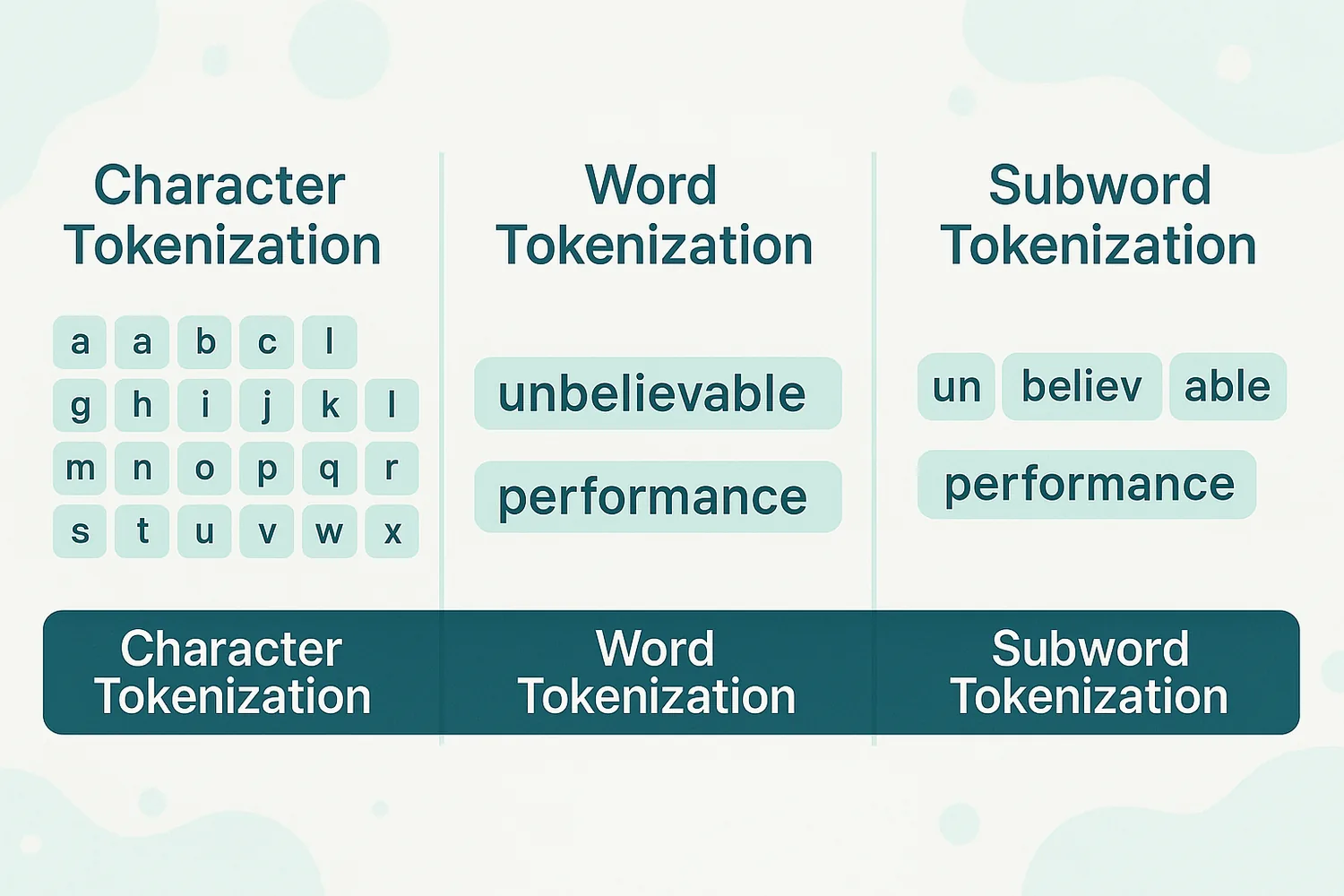 相同句子經三種斷詞方法切分後的 token 數量比較